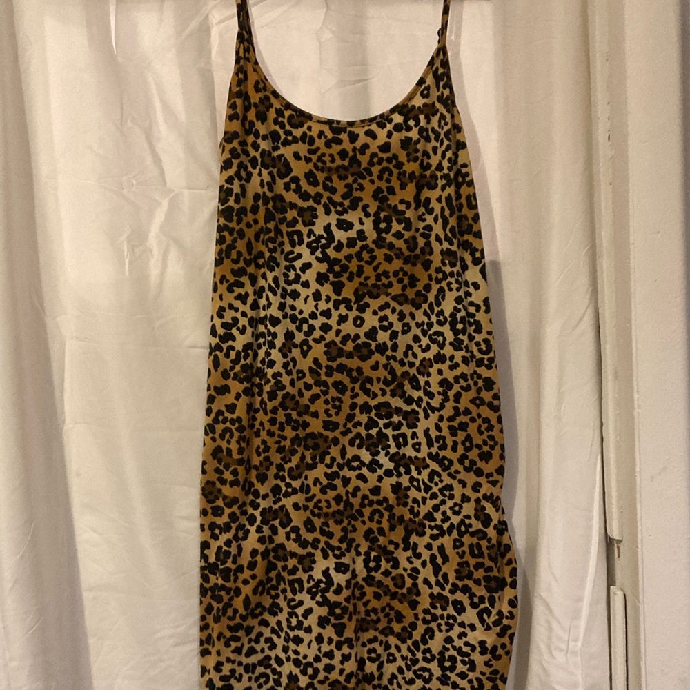 Leopard print slip dress